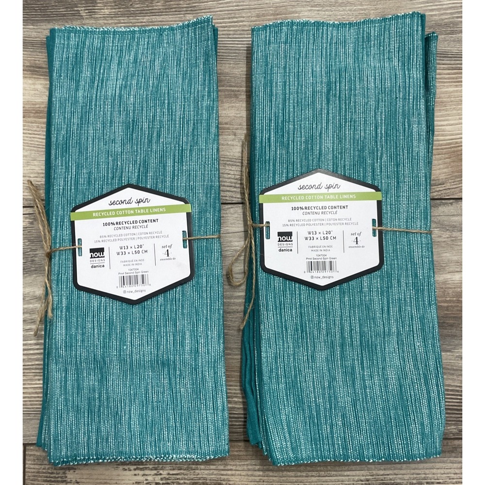 Now Designs‎ Danica Placemats Set of 8 Second Spin Recycled Cotton Green